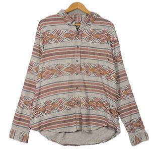 Eddie Bauer Flannel Shirt Mens XL Aztec Geometric Plaid Western Southwest